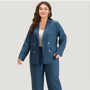 BloomChic Solid Double Breasted Suit Collar Flap Pocket Blazer XL us 14